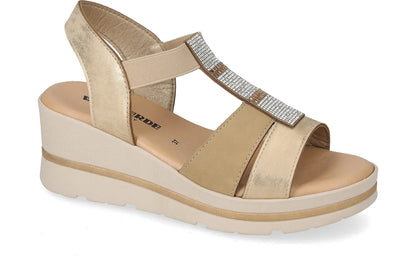 Valleverde 55581 sandalo zeppa con accessorio decorativo e sottopiede in pelle
