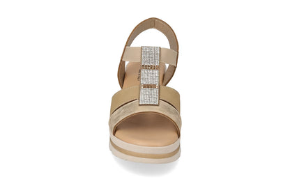 Valleverde 55581 sandalo zeppa con accessorio decorativo e sottopiede in pelle