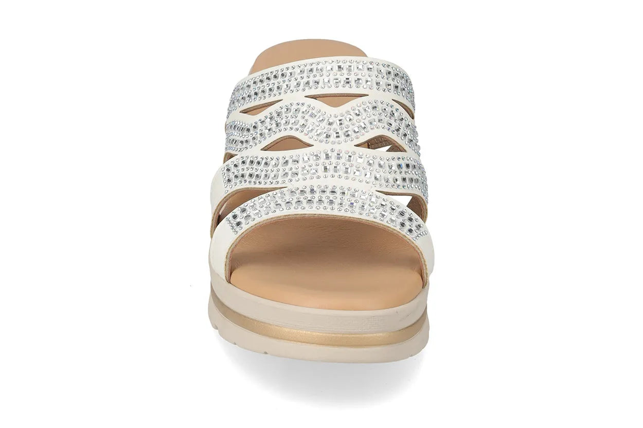 Valleverde 55583 sandalo zeppa con tomaio strass e sottopiede in pelle