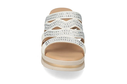 Valleverde 55583 sandalo zeppa con tomaio strass e sottopiede in pelle