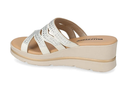 Valleverde 55583 sandalo zeppa con tomaio strass e sottopiede in pelle