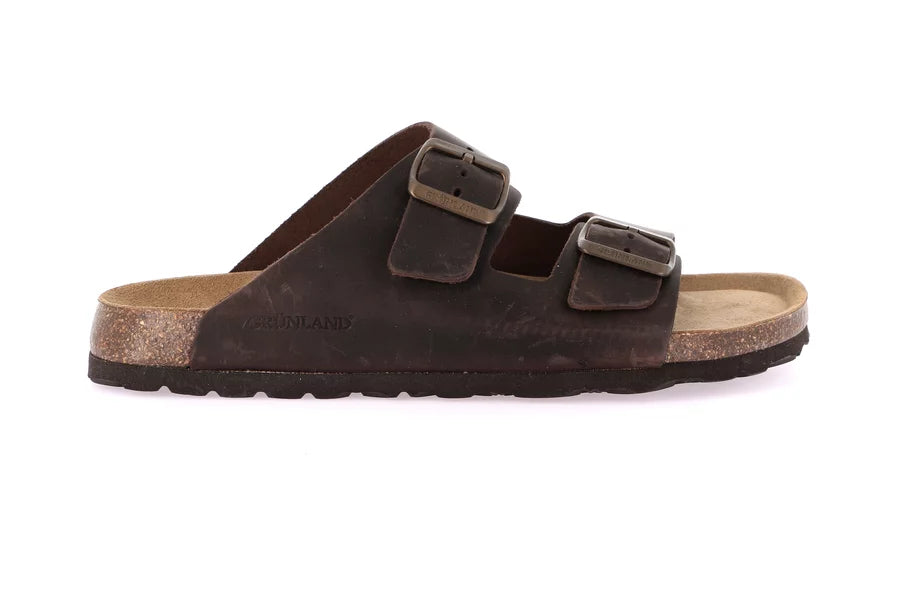 Grunland CB1631 Ciabatta doppia fascia in nabuk ingrassato | BOBO