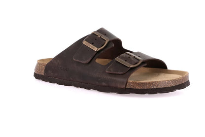 Grunland CB1631 Ciabatta doppia fascia in nabuk ingrassato | BOBO