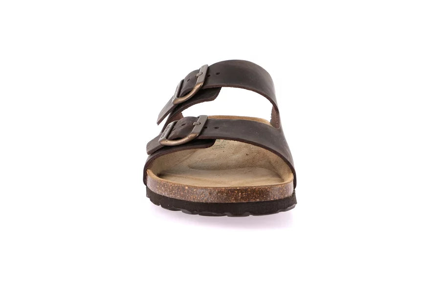 Grunland CB1631 Ciabatta doppia fascia in nabuk ingrassato | BOBO