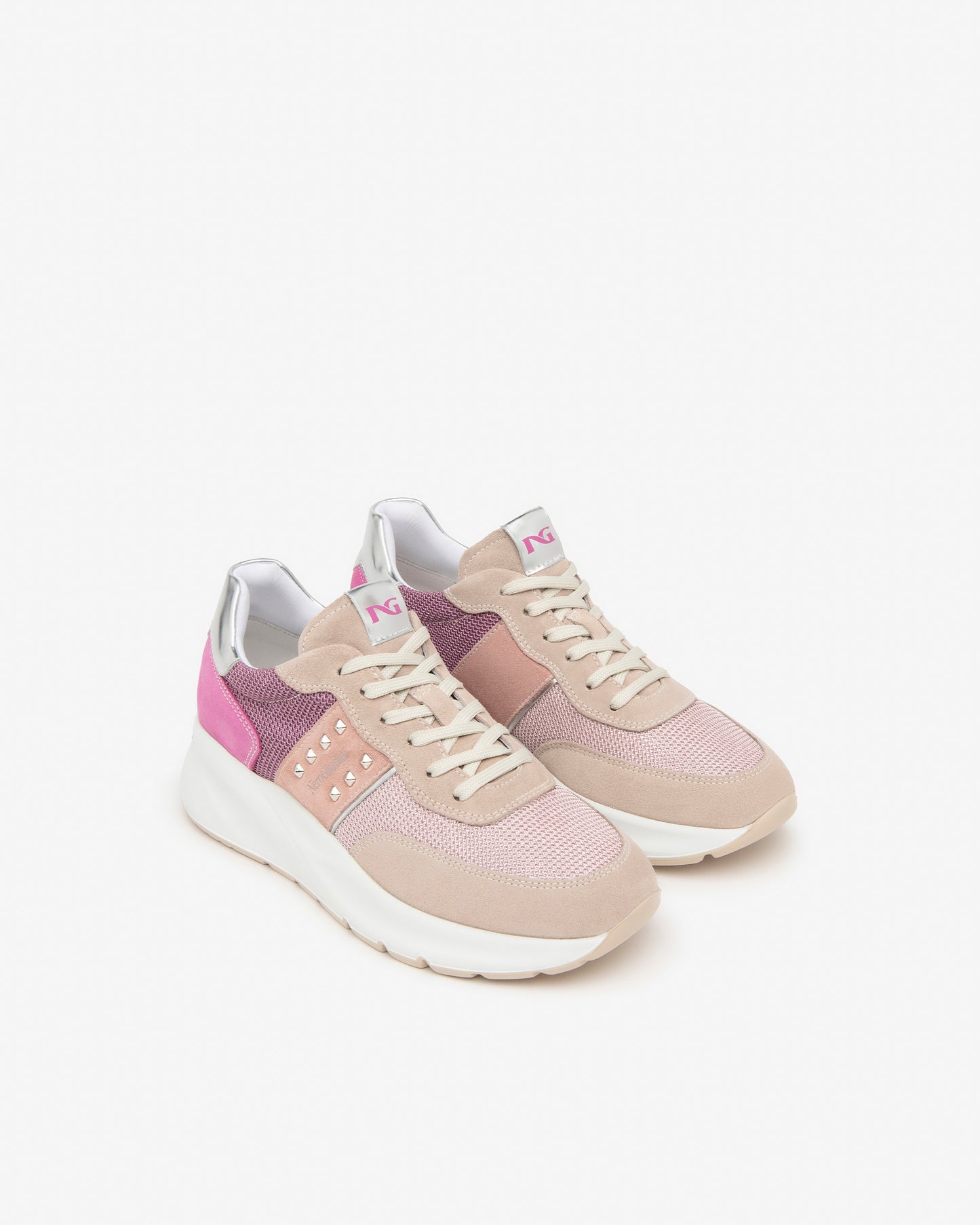 Nero Giardini E409852D sneakers donna in pelle, suede e tela