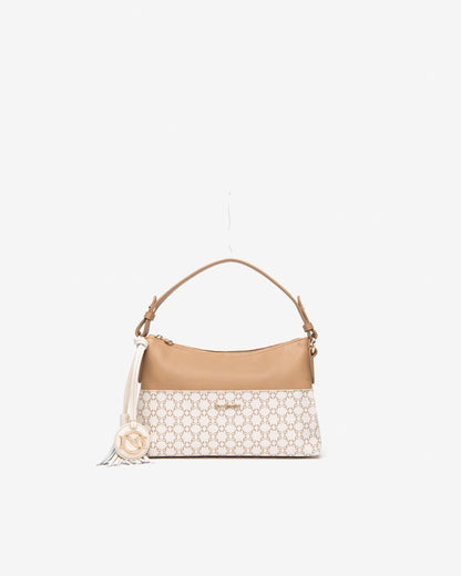 Nero Giardini E443762D borsa hobo da donna in materiale tecnico bianco o beige