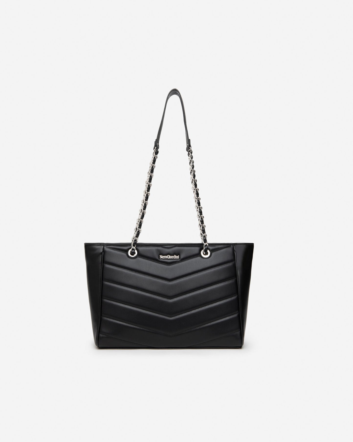 Nero Giardini E443772D borsa a spalla da donna in materiale tecnico nero o latte