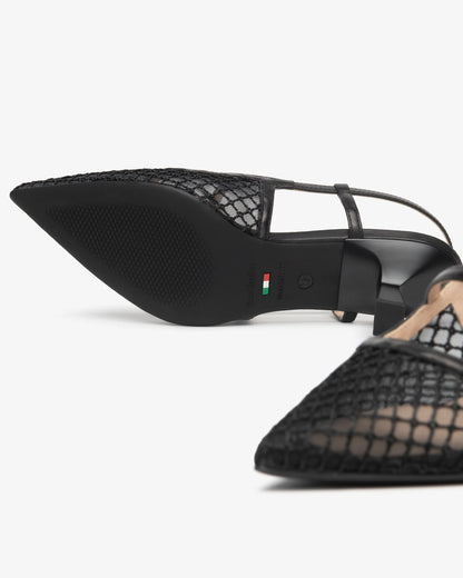 Nero Giardini E615473D Slingback in pelle e tessuto da donna