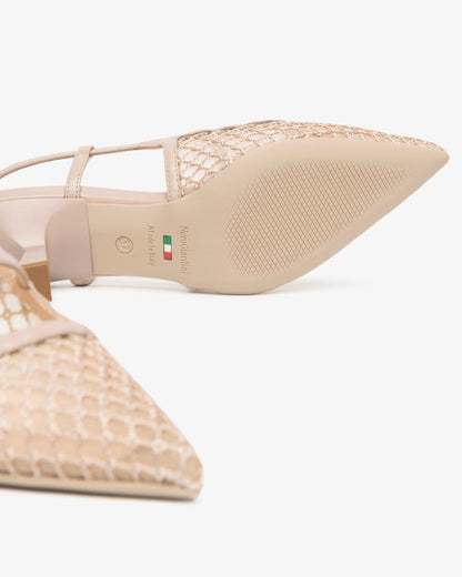 Nero Giardini E615473D Slingback in pelle e tessuto da donna