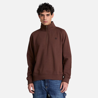 Timberland 0YHB9 Felpa con Zip a un Quarto e Logo Ricamato Exeter River da Uomo