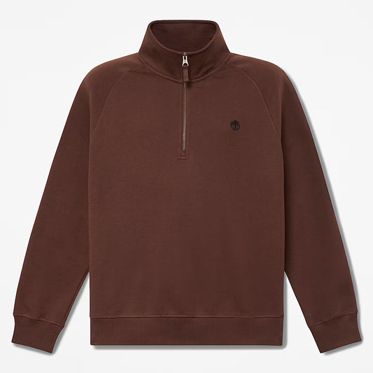 Timberland 0YHB9 Felpa con Zip a un Quarto e Logo Ricamato Exeter River da Uomo