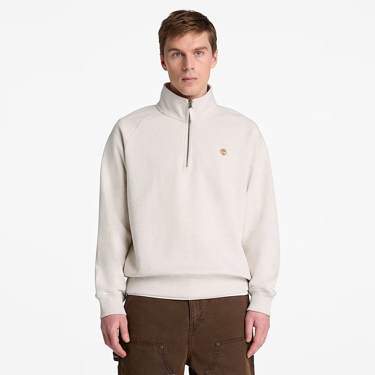 Timberland 0YHB9 Felpa con Zip a un Quarto e Logo Ricamato Exeter River da Uomo