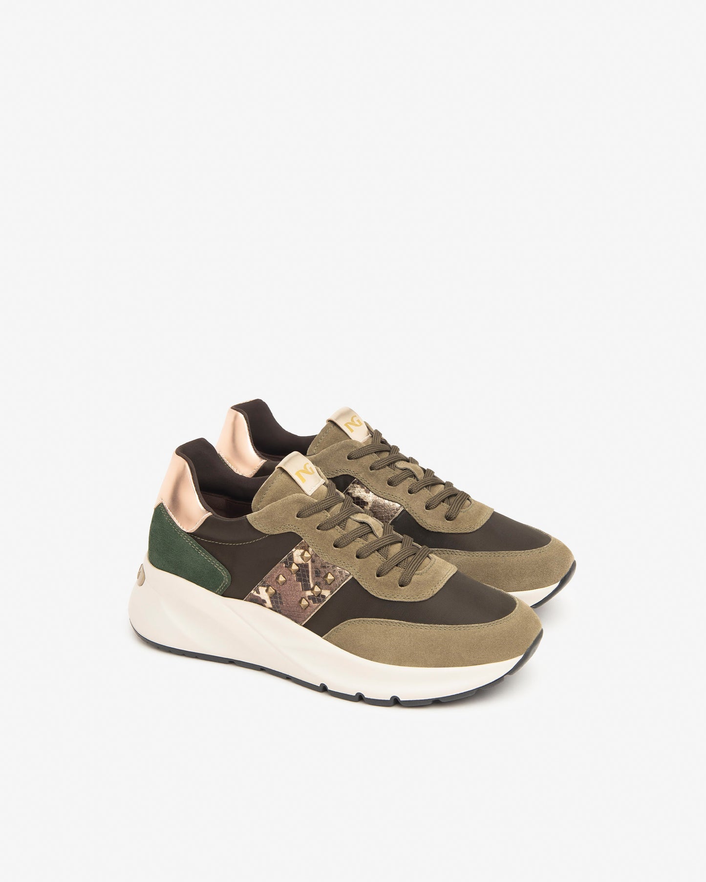 Nero Giardini I411527D Sneakers donna in camoscio, pelle e materiale tecnico stone