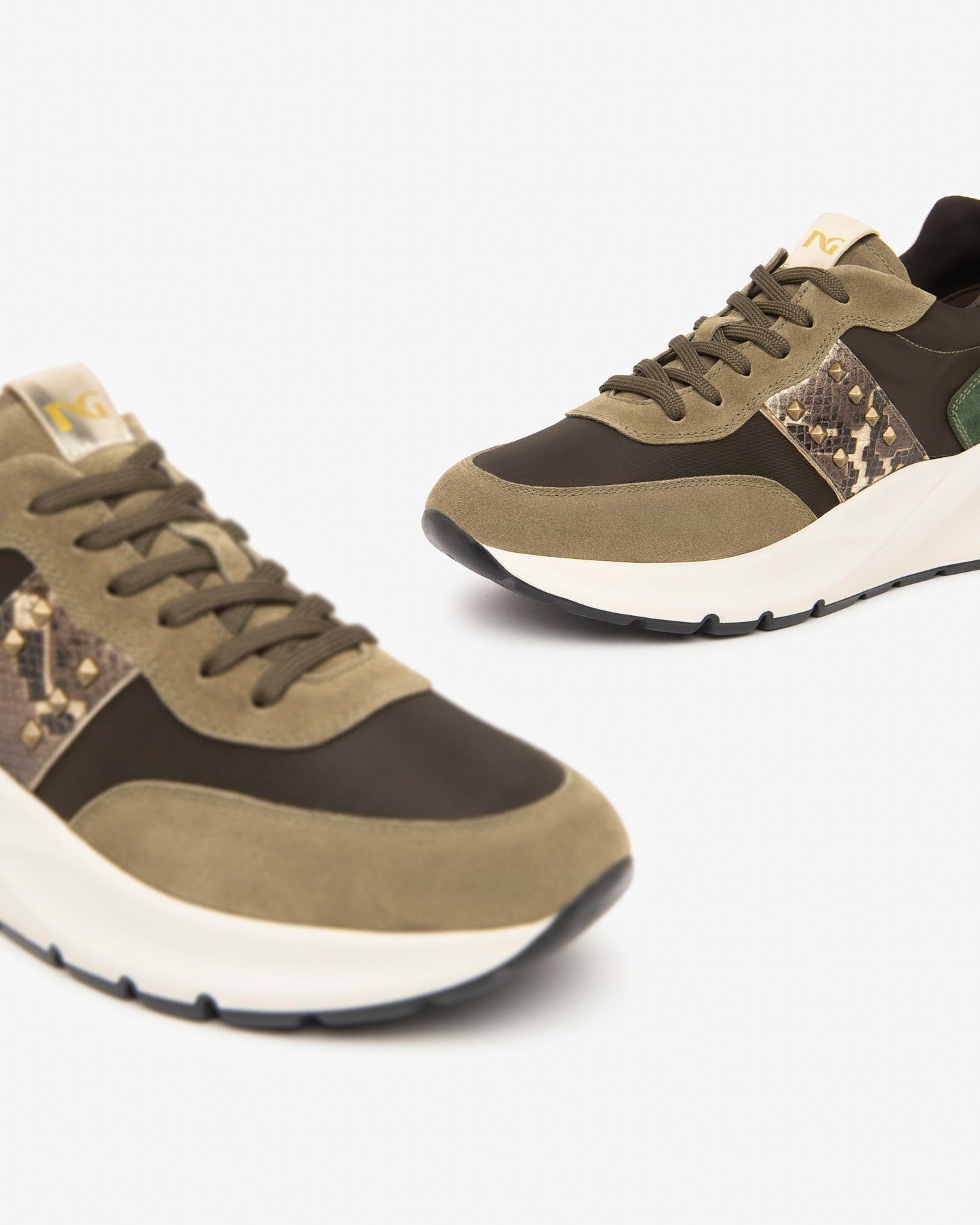 Nero Giardini I411527D Sneakers donna in camoscio, pelle e materiale tecnico stone