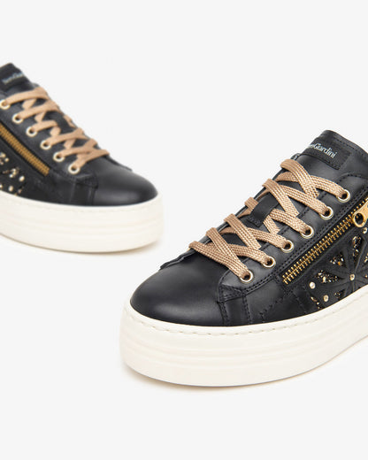 Nero Giardini I411610D Sneakers donna in pelle e materiale tecnico nero