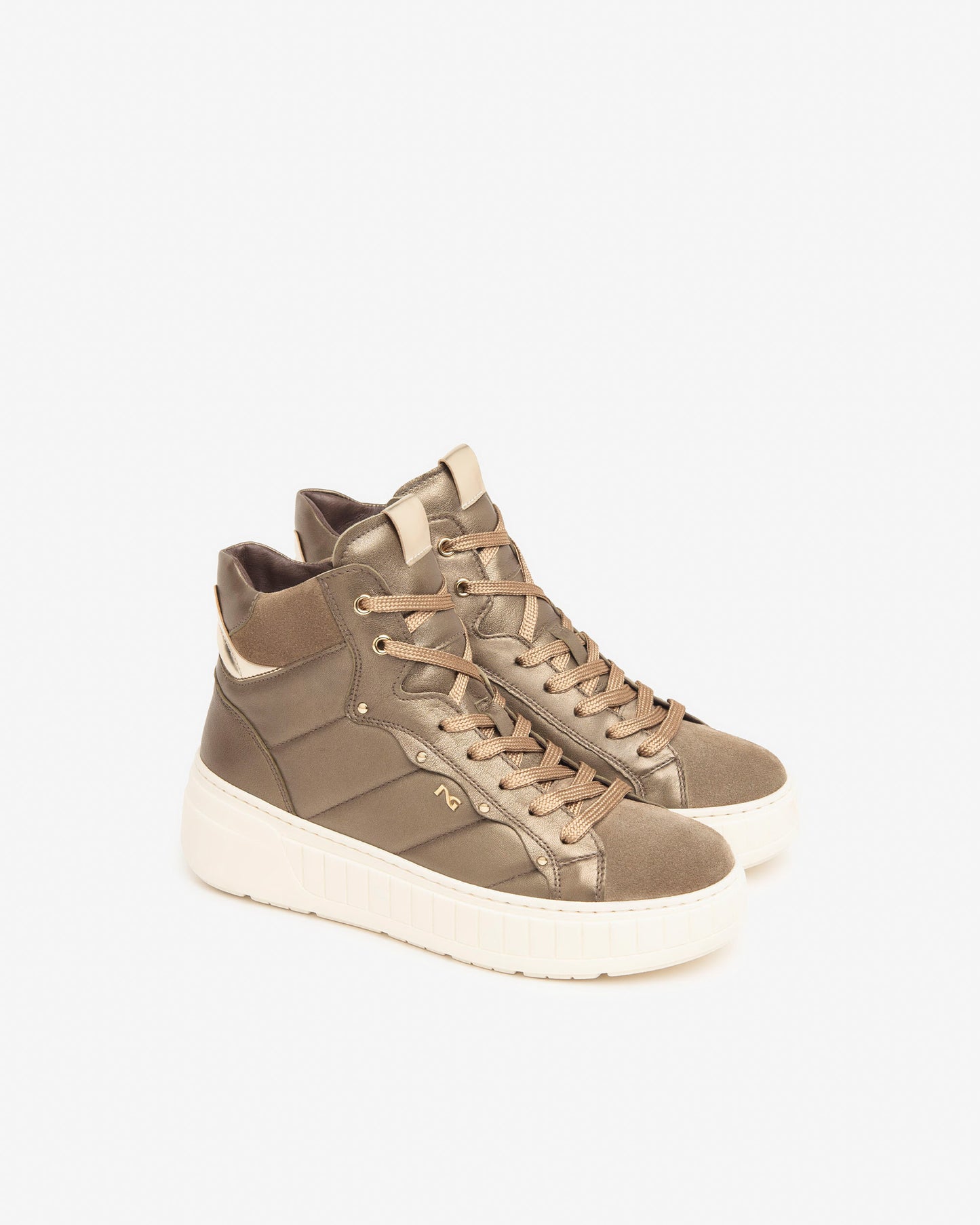 Nero Giardini I411634D Sneakers alta donna in camoscio, pelle e materiale tecnico talpa