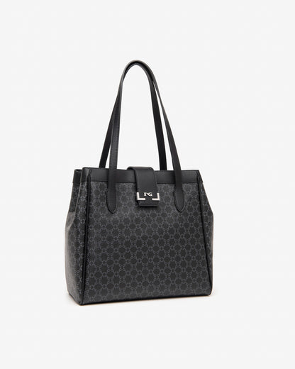 Nero Giardini I443832D Borsa a spalla da donna in materiale tecnico nero o ecrù