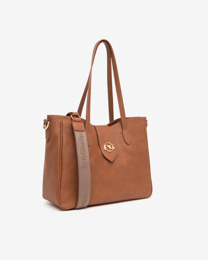 Nero Giardini I443860D Borsa tote da donna in materiale tecnico nero o cuoio