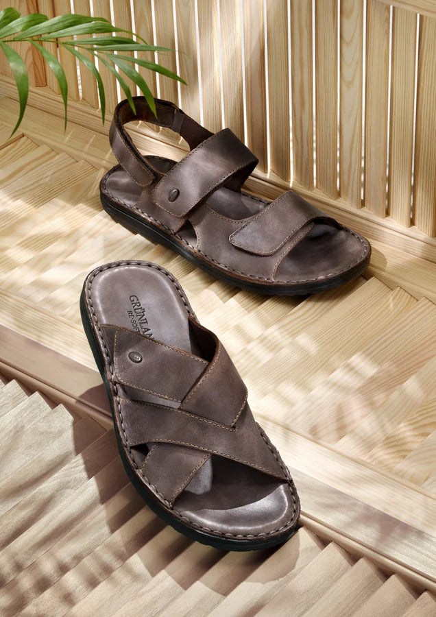 Grunland SA1954 Sandalo doppia fascia in pelle | LAPO