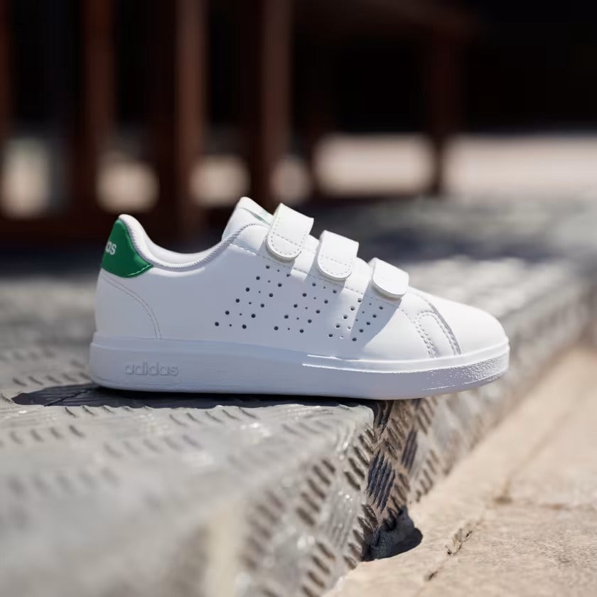 Adidas IE9019 Scarpe Advantage Base 2.0 Kids Cloud White / Cloud White / Green