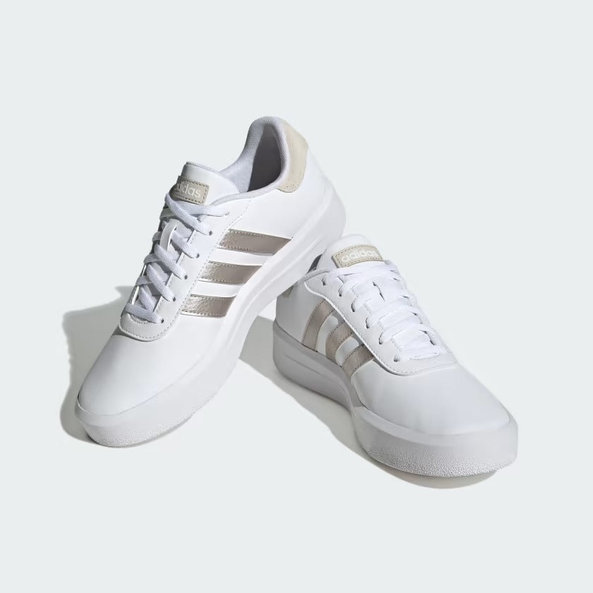 Adidas ID1969 scarpe court platform donna Cloud White / Champagne Met. / Aluminium