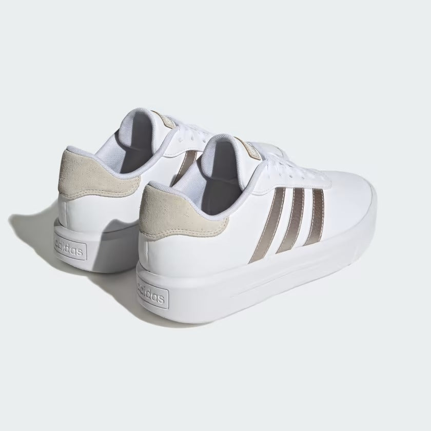 Adidas ID1969 scarpe court platform donna Cloud White / Champagne Met. / Aluminium