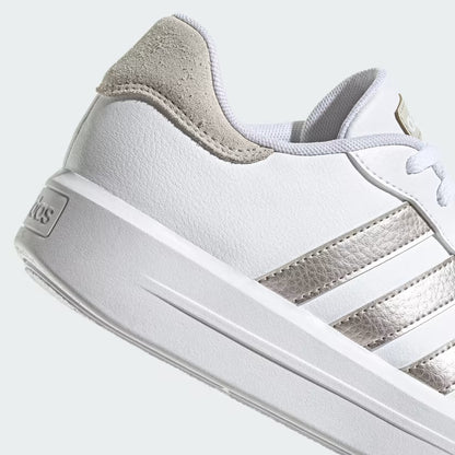 Adidas ID1969 scarpe court platform donna Cloud White / Champagne Met. / Aluminium