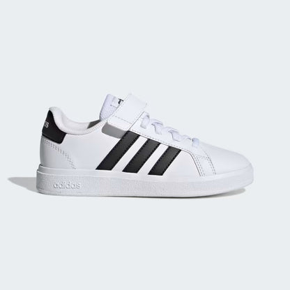 GW6521 Adidas grand court elastic lace and top strap Cloud White / Core Black / Core Black