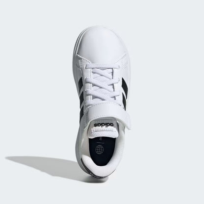 GW6521 Adidas grand court elastic lace and top strap Cloud White / Core Black / Core Black