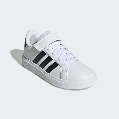 GW6521 Adidas grand court elastic lace and top strap Cloud White / Core Black / Core Black