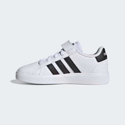 GW6521 Adidas grand court elastic lace and top strap Cloud White / Core Black / Core Black