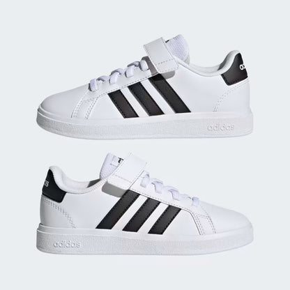 GW6521 Adidas grand court elastic lace and top strap Cloud White / Core Black / Core Black