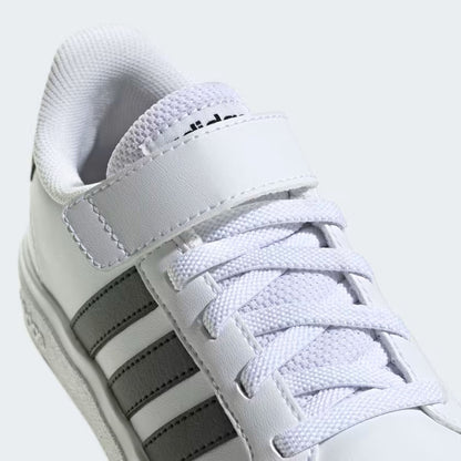 GW6521 Adidas grand court elastic lace and top strap Cloud White / Core Black / Core Black