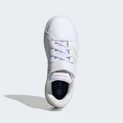 GY2327 Adidas grand court lifestyle court elastic lace and top strap Cloud White / Iridescent / Cloud White