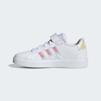 GY2327 Adidas grand court lifestyle court elastic lace and top strap Cloud White / Iridescent / Cloud White