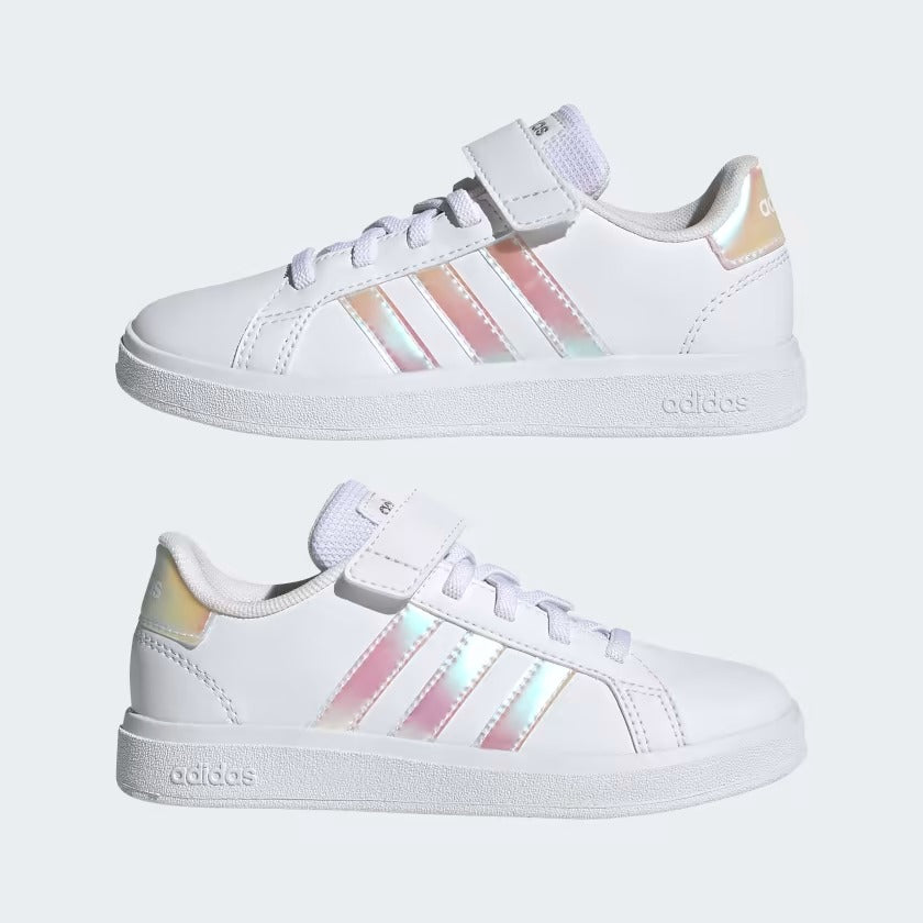 GY2327 Adidas grand court lifestyle court elastic lace and top strap Cloud White / Iridescent / Cloud White