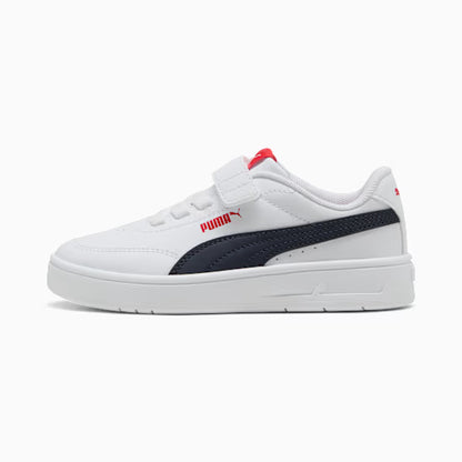 Puma 403751-10 Sneakers Court Classic Clean per bambini white/navy/red