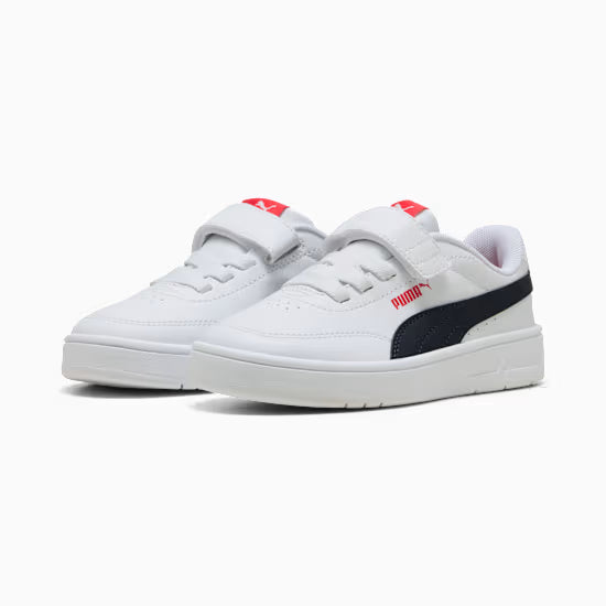 Puma 403751-10 Sneakers Court Classic Clean per bambini white/navy/red