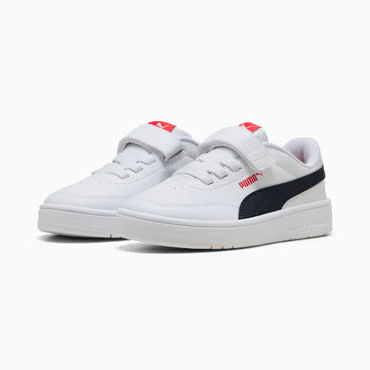 Puma 403751-10 Sneakers Court Classic Clean per bambini white/navy/red