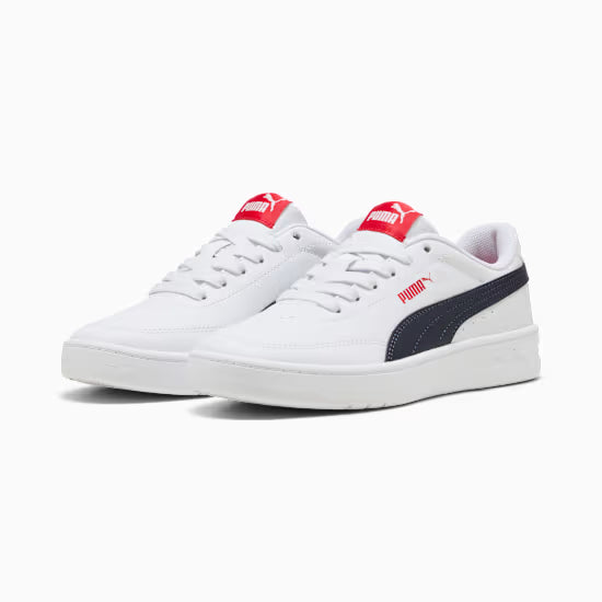Puma 403750-10 Sneakers Court Classic Clean per ragazzi white/navy/red