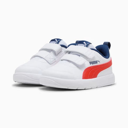 Puma 310252-14 Sneakers Courtflex V3 per bimbi ai primi passi White-Fierce Red-Persian Blue