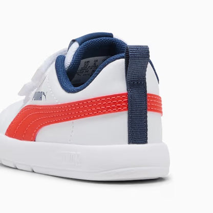 Puma 310252-14 Sneakers Courtflex V3 per bimbi ai primi passi White-Fierce Red-Persian Blue