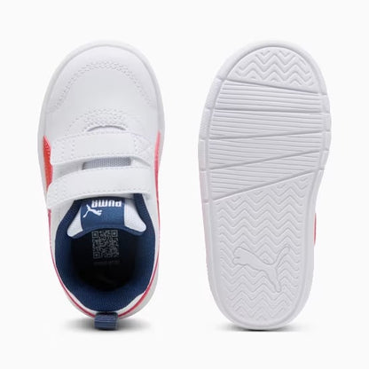 Puma 310252-14 Sneakers Courtflex V3 per bimbi ai primi passi White-Fierce Red-Persian Blue