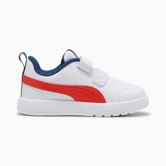 Puma 310252-14 Sneakers Courtflex V3 per bimbi ai primi passi White-Fierce Red-Persian Blue