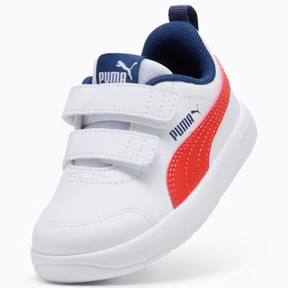 Puma 310252-14 Sneakers Courtflex V3 per bimbi ai primi passi White-Fierce Red-Persian Blue