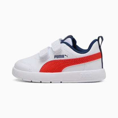 Puma 310252-14 Sneakers Courtflex V3 per bimbi ai primi passi White-Fierce Red-Persian Blue