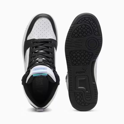 Puma 402768-02 Sneakers Rebound V6 Mid Space Belle per ragazzi Black-Lilac Crush-PUMA White