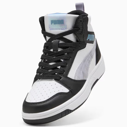 Puma 402768-02 Sneakers Rebound V6 Mid Space Belle per ragazzi Black-Lilac Crush-PUMA White