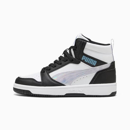Puma 402768-02 Sneakers Rebound V6 Mid Space Belle per ragazzi Black-Lilac Crush-PUMA White