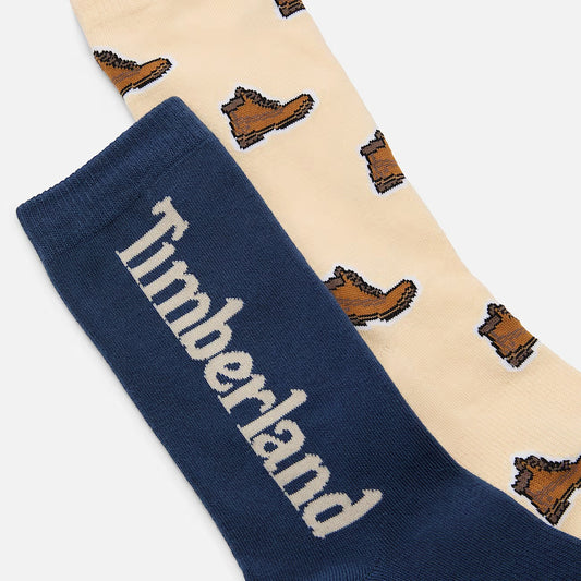 Timberland A6BTB Due Paia di Calzettoni Timberland® con Stampa di Stivale Integrale